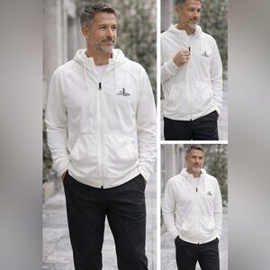 Cutter & Buck The Legends Tour White Full Zip Hoodie Jacket XL Golf Logo